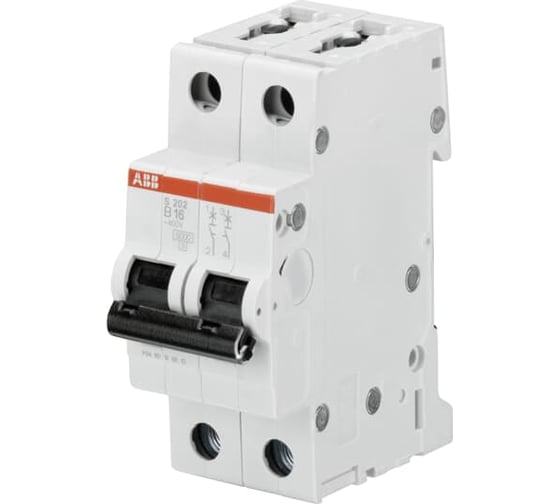 Автоматический выключатель ABB 2-полюсный S202 B16 2CDS252001R0165