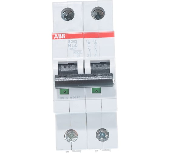 Автоматический выключатель ABB 2-полюсный S202 B50 2CDS252001R0505