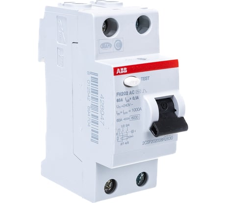 Выключатель дифференциального тока ABB 2 модуль FH202 AC-63/0,1 2CSF202006R2630