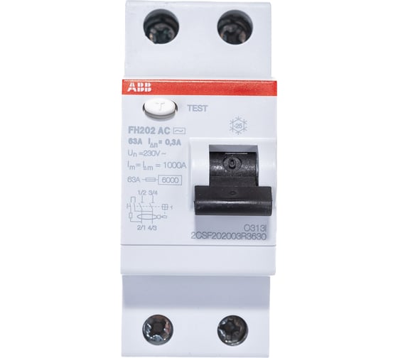 Выключатель дифференциального тока ABB 2 модуля FH202 AC-63/0,3 2CSF202003R3630