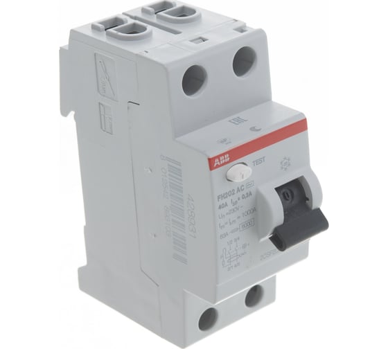 Выключатель дифференциального тока ABB 2 модуля FH202 AC-40/0,3 2CSF202003R3400