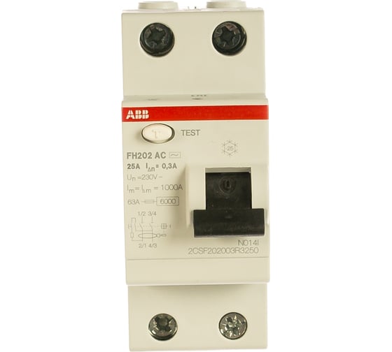 Выключатель дифференциального тока ABB 2 модуля FH202 AC-25/0,3 2CSF202003R3250