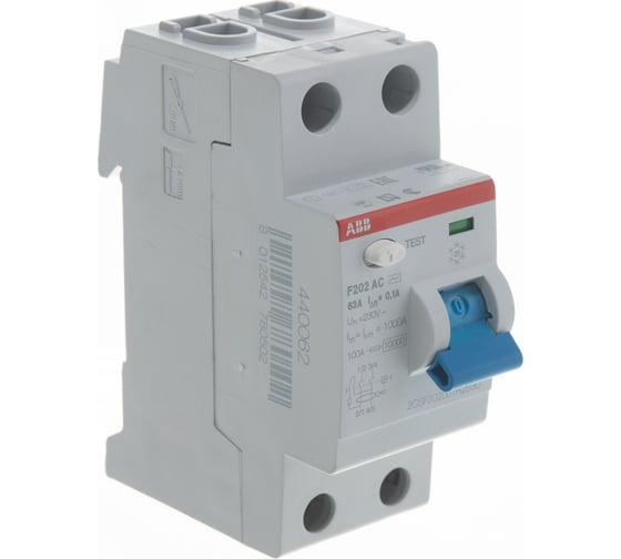 Выключатель дифференциального тока ABB 2 модуль F202 АС-63/0,1 2CSF202001R2630