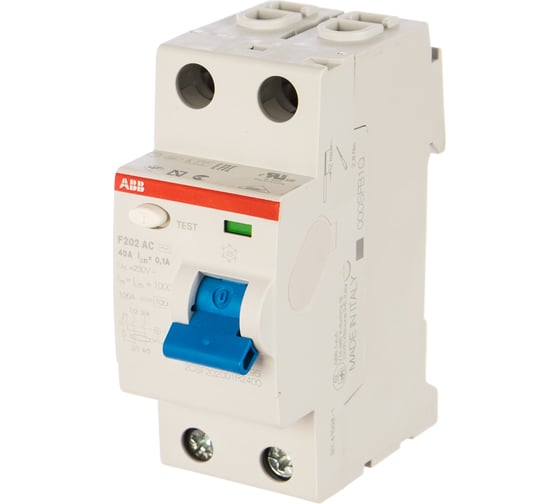 Выключатель дифференциального тока ABB 2 модуль F202 АС-40/0,1 2CSF202001R2400 1