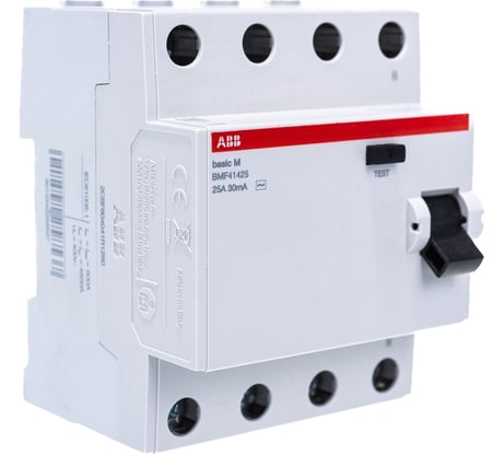 Выключатель дифференциального тока ABB 4P, 25A, 30мA, AC, BMF41425 2CSF604041R1250