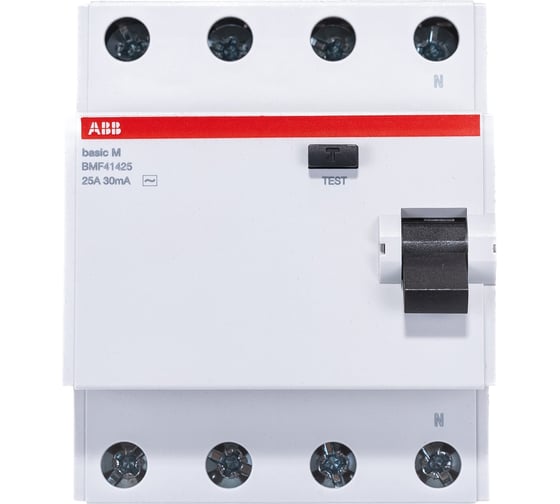 Выключатель дифференциального тока ABB 4P, 25A, 30мA, AC, BMF41425 2CSF604041R1250