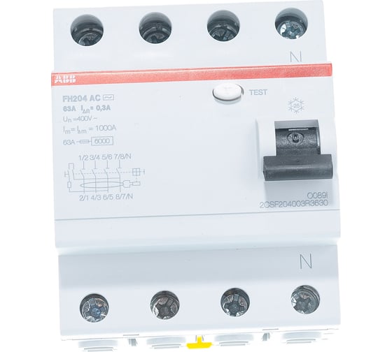 Выключатель диф.тока ABB 4мод. FH204 AC-63/0,3 2CSF204003R3630