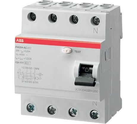Выключатель дифференциального тока ABB 4 модуля FH204 AC-25/0,3 2CSF204003R3250