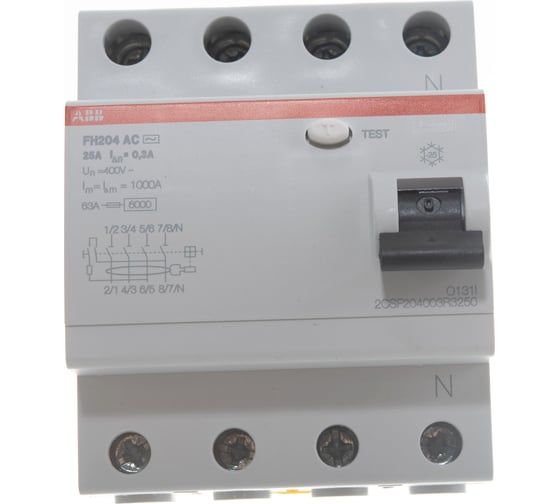 Выключатель дифференциального тока ABB 4 модуля FH204 AC-25/0,3 2CSF204003R3250
