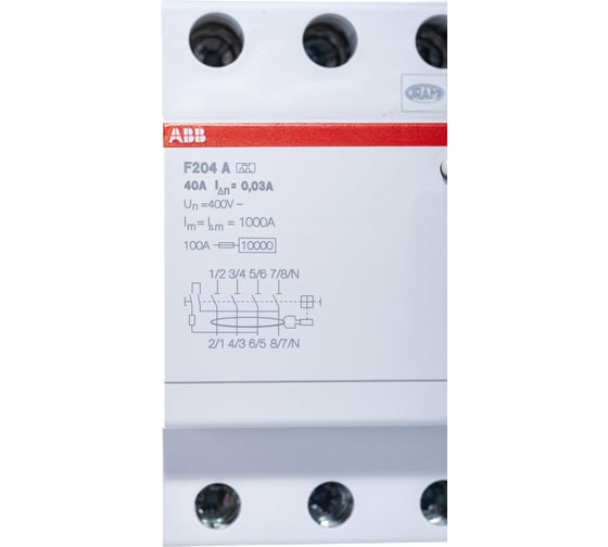 Выключатель дифференциального тока ABB 4 модуля F204 A-40/0.03 2CSF204101R1400