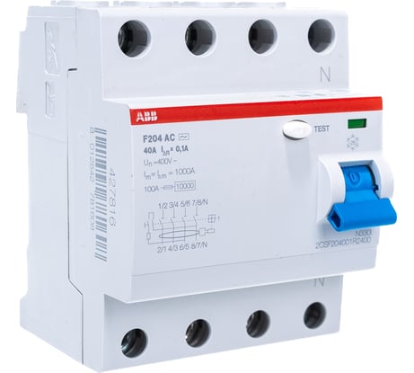 Выключатель дифференциального тока ABB 4 модуля F204 АС-40/0,1 2CSF204001R2400