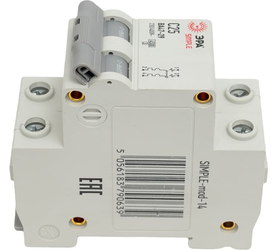 Автоматический выключатель ЭРА SIMPLE ВА 47-29 2P 25А C 4,5кА Б0039231