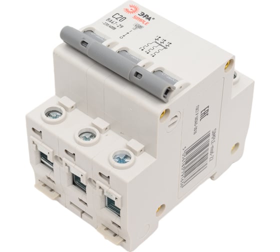 Автоматический выключатель ЭРА SIMPLE ВА 47-29 3P 20А C 4,5кА Б0039239