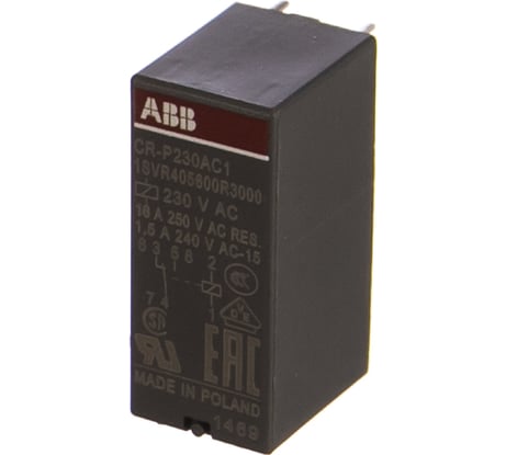 Промежуточное реле ABB CR-P230AC1 230V 16A 1ПК 1SVR405600R3000