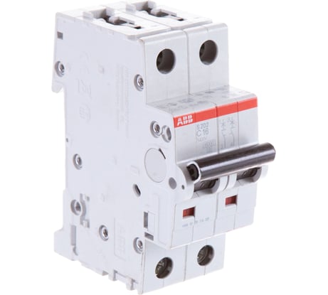 Автоматический двухполюсный выключатель ABB 16А C S202 6кА 2CDS252001R0164