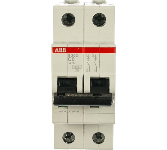 Автоматический двухполюсный выключатель ABB 6А С S202 6кА 2CDS252001R0064