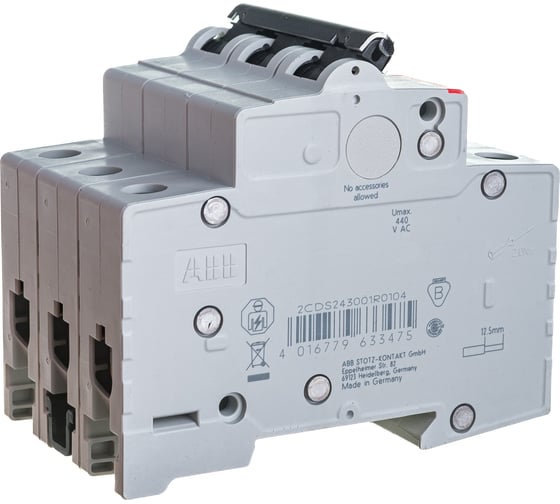 Автоматический трехполюсный выключатель ABB 10А С SH203L 4.5кА 2CDS243001R0104