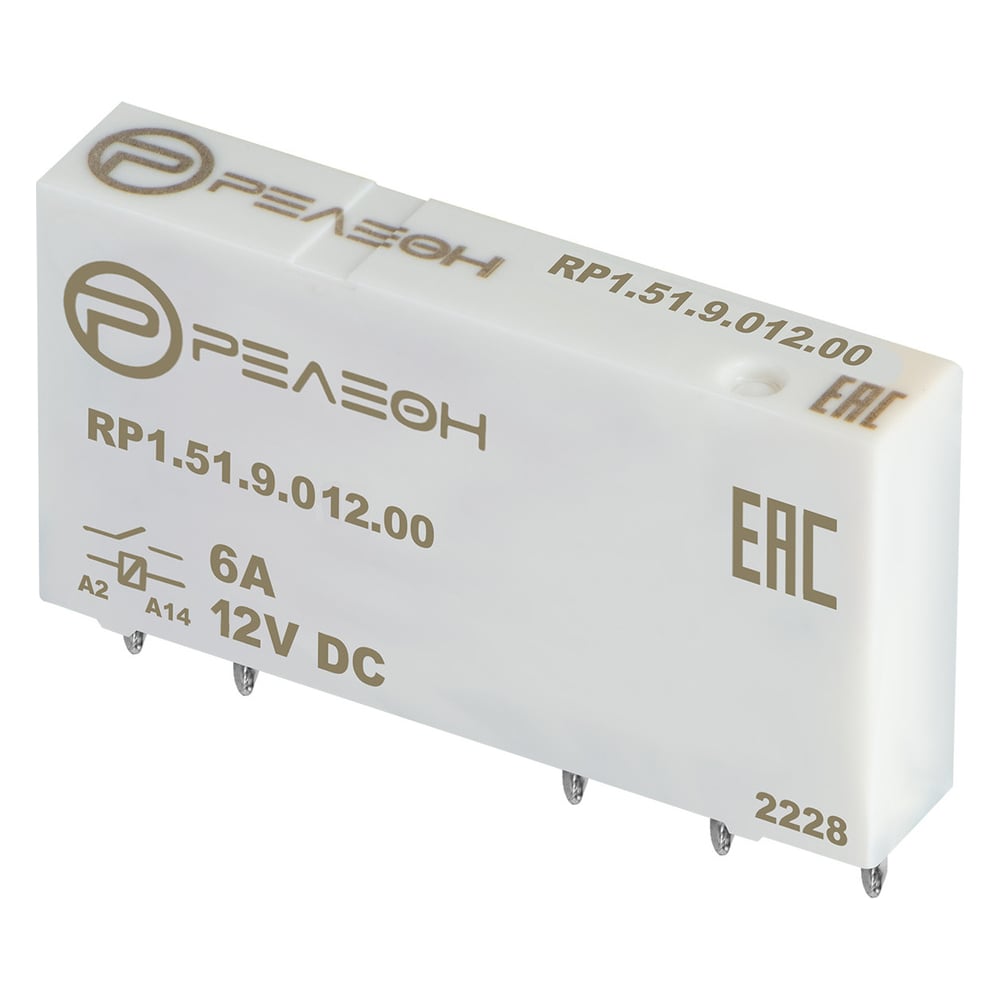 Ультратонкое реле РЕЛЕОН 1 перекидной контакт 6А ;= 12В DC; RP151901200 ...