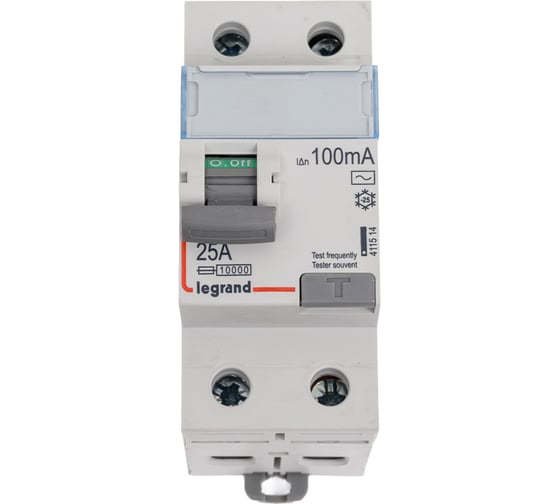 Выключатель дифференциального тока Legrand DX3 2П 25А 100мА-AC 411514 1