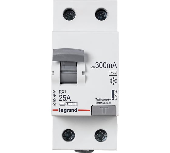 Выключатель дифференциального тока Legrand Rx3 300ма 25а 2п Ac 402032