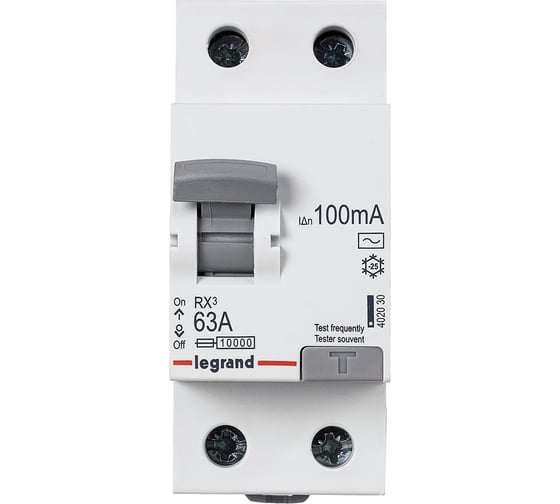 Выключатель дифференциального тока Legrand Rx3 100ма 63а 2п Ac 402030