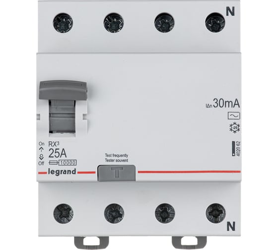 Выключатель дифференциального тока Legrand Rx3 30ма 25а 4п Ac 402062