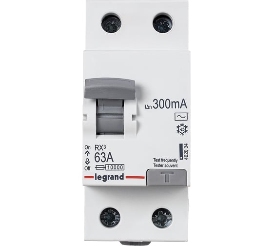 Выключатель дифференциального тока Legrand Rx3 300ма 63а 2п Ac 402034