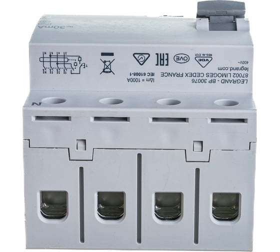 Выключатель дифференциального тока Legrand Rx3 30ма 40а 4п Ac 402063