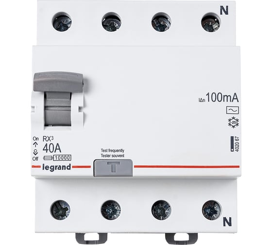 Выключатель дифференциального тока Legrand Rx3 100ма 40а 4п Ac 402067