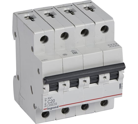 Автоматический выключатель Legrand Rx3 4,5ka 20а 4п C 419742