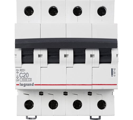 Автоматический выключатель Legrand Rx3 4,5ka 20а 4п C 419742