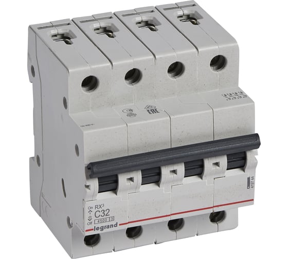 Автоматический выключатель Legrand Rx3 4,5ka 32а 4п C 419744