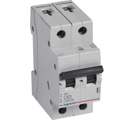 Автоматический выключатель Legrand Rx3 4,5ka 63а 2п C 419703