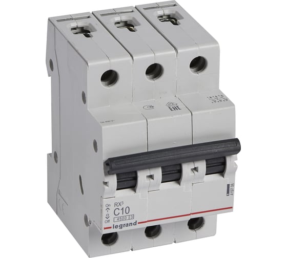 Автоматический выключатель Legrand Rx3 4,5ka 10а 3п C 419706