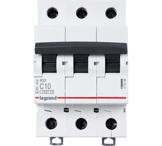 Автоматический выключатель Legrand Rx3 4,5ka 10а 3п C 419706