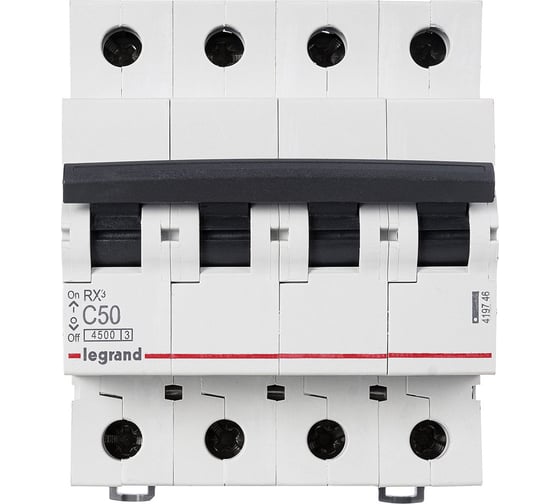 Автоматический выключатель Legrand Rx3 4,5ka 50а 4п C 419746