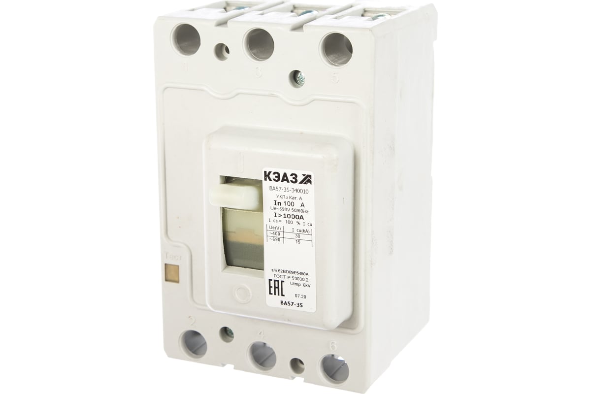 Автоматический выключатель КЭАЗ ВА57-35-340010-100А-1000-690AC-УХЛ3 ...
