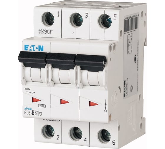 Автоматический модульный выключатель EATON 3п C 63А 6кА PL6-C63/3 286607 1