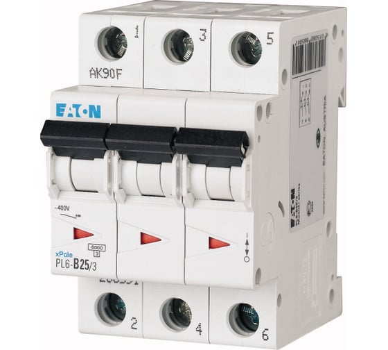 Автоматический модульный выключатель EATON 3п C 25А 6кА PL6-C25/3 286603 1