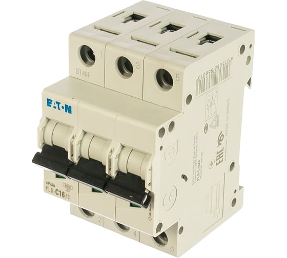 Автоматический модульный выключатель EATON 3п C 16А 6кА PL6-C16/3 286601