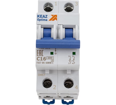 Автоматический модульный выключатель КЭАЗ OptiDin BM63-2C16-УХЛ3 260599