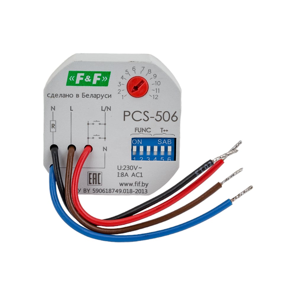 Реле времени F&F PCS-506, со входом управления, 8 функций EA02.001.017 ...