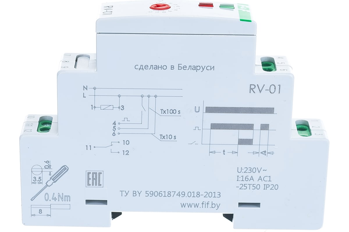 Реле времени F&F RV-01, с входом управления EA02.001.007 - выгодная цена,  отзывы, характеристики, фото - купить в Москве и РФ