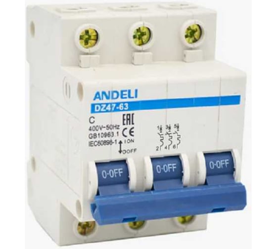 Автоматический выключатель ANDELI DZ47-63/3P 32A 4.5kA тип C ADL01-095