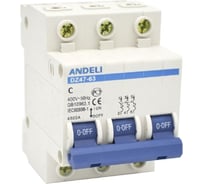 Автоматический выключатель ANDELI DZ47-63/3P 50A 4.5kA тип C ADL01-097