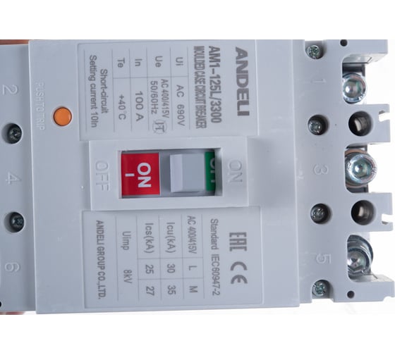 Автоматический выключатель ANDELI AM1-125L/3P 100A 30KA ADL06-025