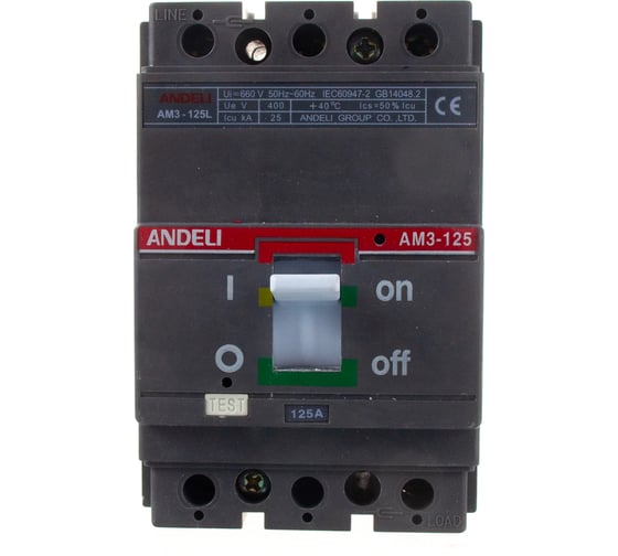 Автоматический выключатель ANDELI AM3-125S/3P 125A 25KA ADL06-804