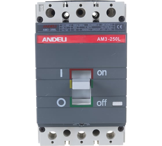 Автоматический выключатель ANDELI AM3-250S/3P 160A 65KA ADL06-820 1