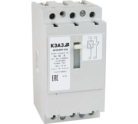Автоматический выключатель КЭАЗ АЕ2046М-100-50А-12Iн-400AC-У3-104627
