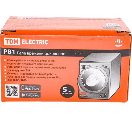 Реле времени TDM РВ1C-2реж-6сек/60мин-5А-220В-8Ц SQ1503-0008